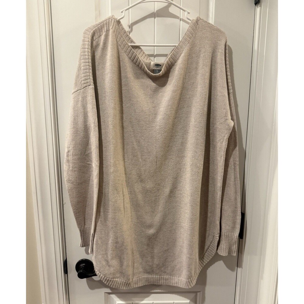 Old Navy Beige Solid Knit Boat Neck Dolman Sleeve Ribbed Pullover Sweater XL